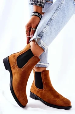 Czarne Botki|Botki Zimowe Damskie>Boto Zamszowe Botki Sztyblety Camel Astate