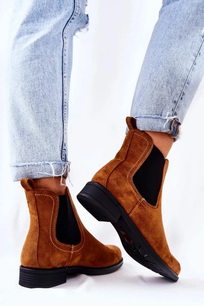 Czarne Botki|Botki Zimowe Damskie>Boto Zamszowe Botki Sztyblety Camel Astate