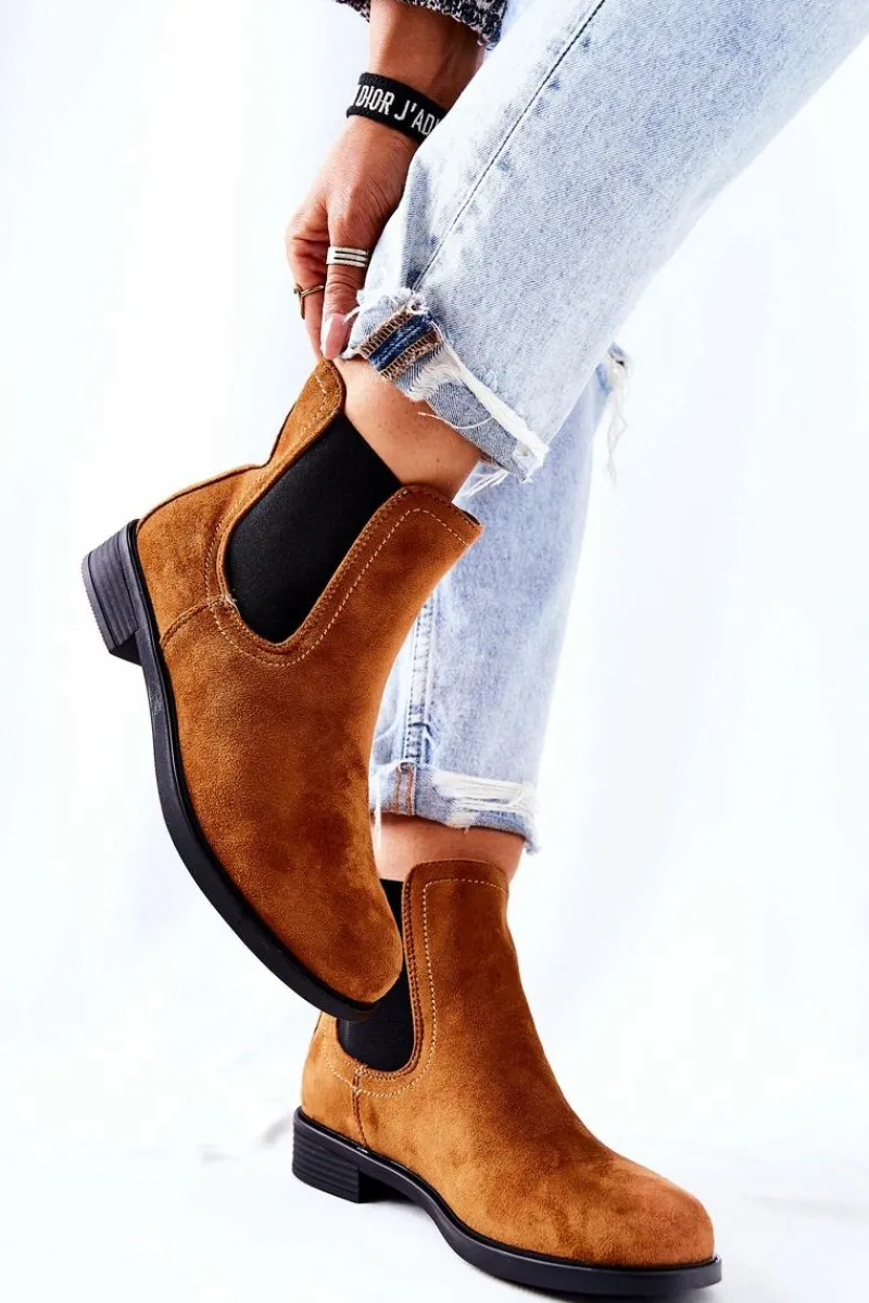 Czarne Botki|Botki Zimowe Damskie>Boto Zamszowe Botki Sztyblety Camel Astate