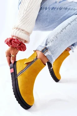 Best Zamszowe Botki Sztyblety Na Platformie Żółte Nessa Damskie Czarne Botki|Botki Zimowe Damskie