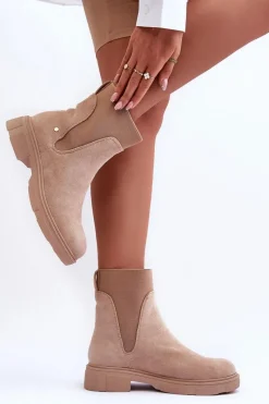 Brązowe I Beżowe Botki|Botki Płaskie><noscript><img width=