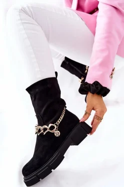 Boto Zamszowe Botki Workery Czarne Hellio