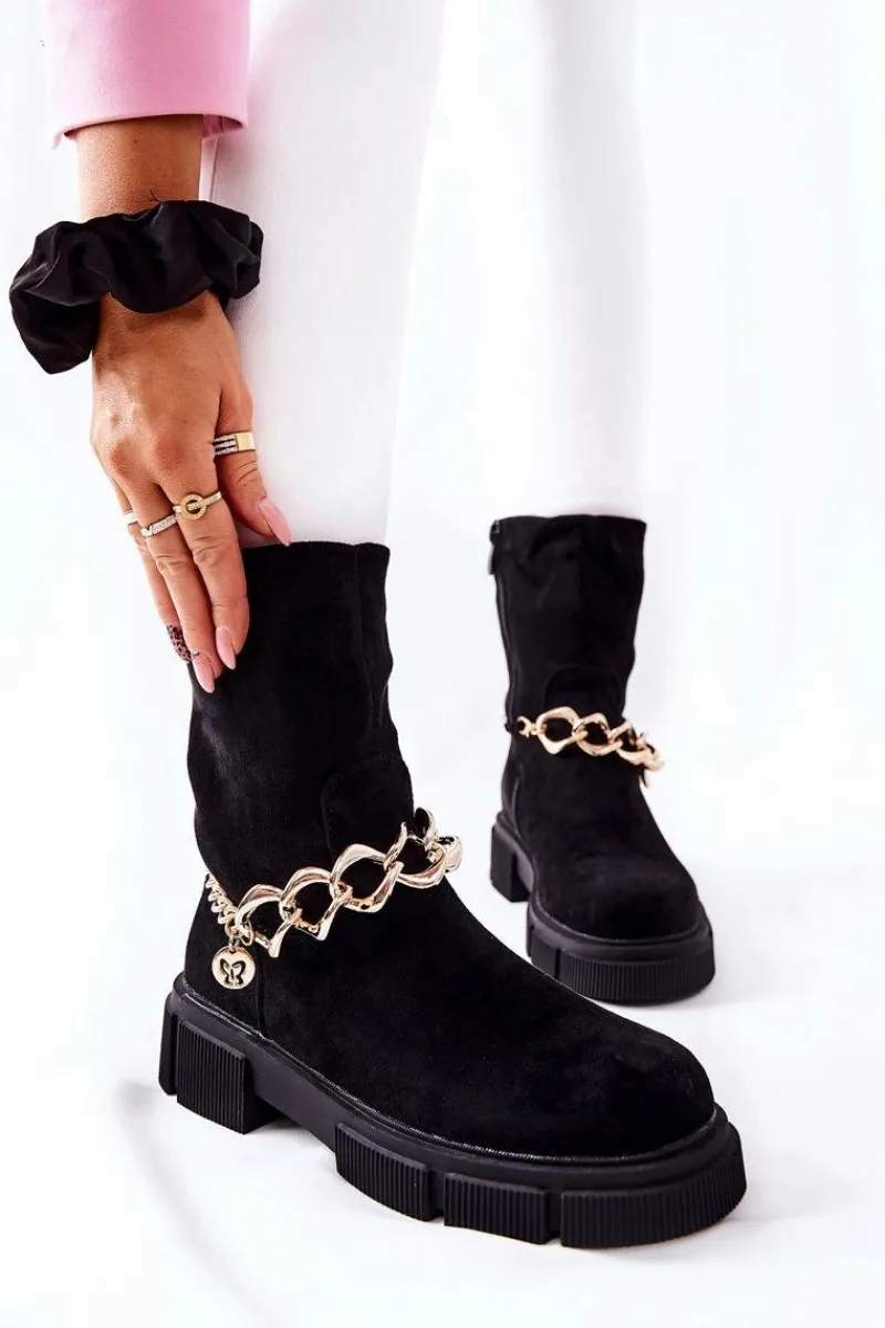 Boto Zamszowe Botki Workery Czarne Hellio