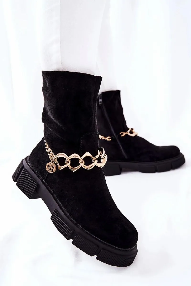 Boto Zamszowe Botki Workery Czarne Hellio