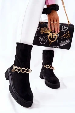 Boto Zamszowe Botki Workery Czarne Hellio