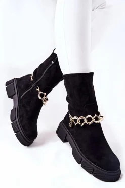 Boto Zamszowe Botki Workery Czarne Hellio