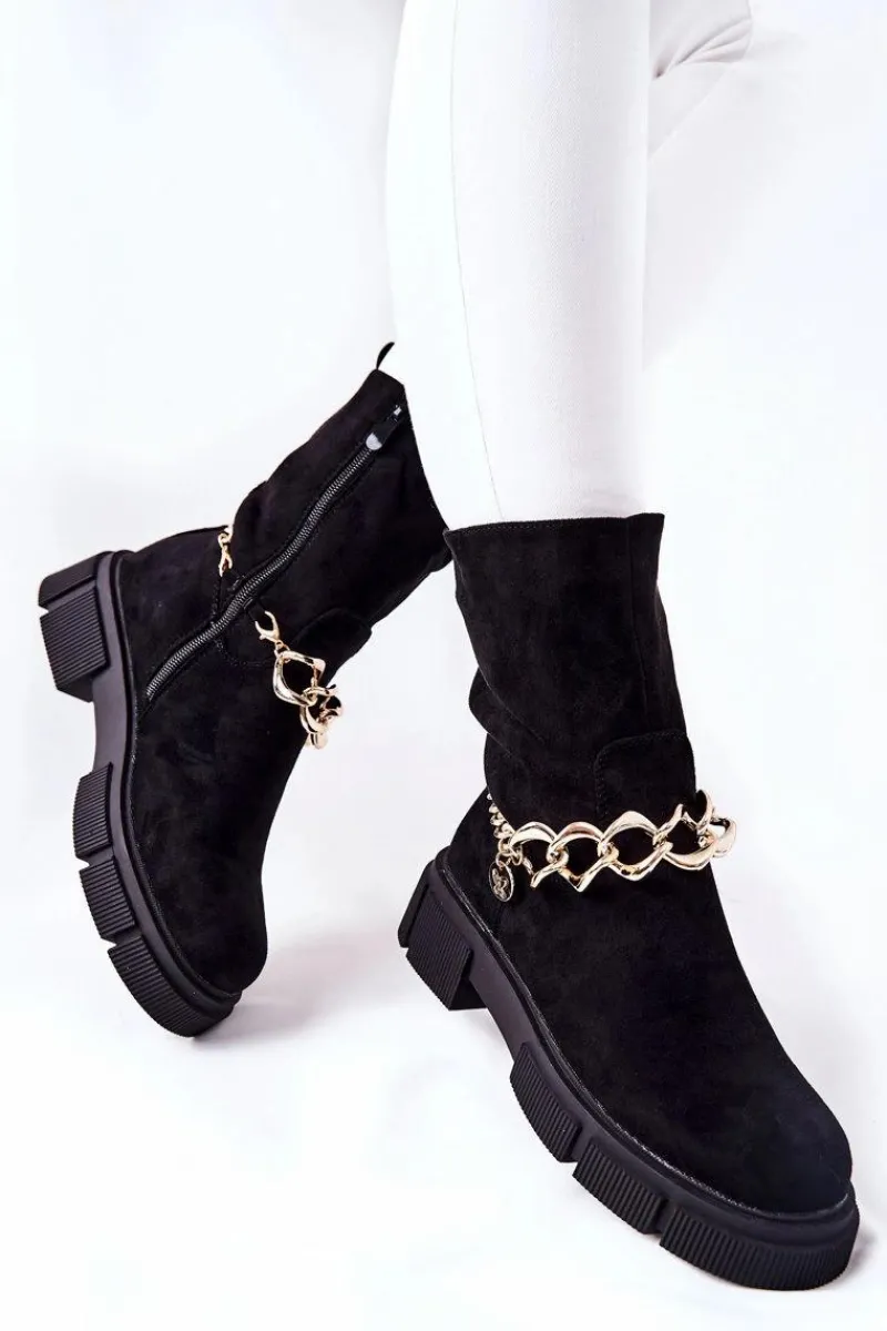 Boto Zamszowe Botki Workery Czarne Hellio