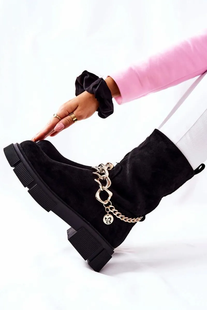 Boto Zamszowe Botki Workery Czarne Hellio