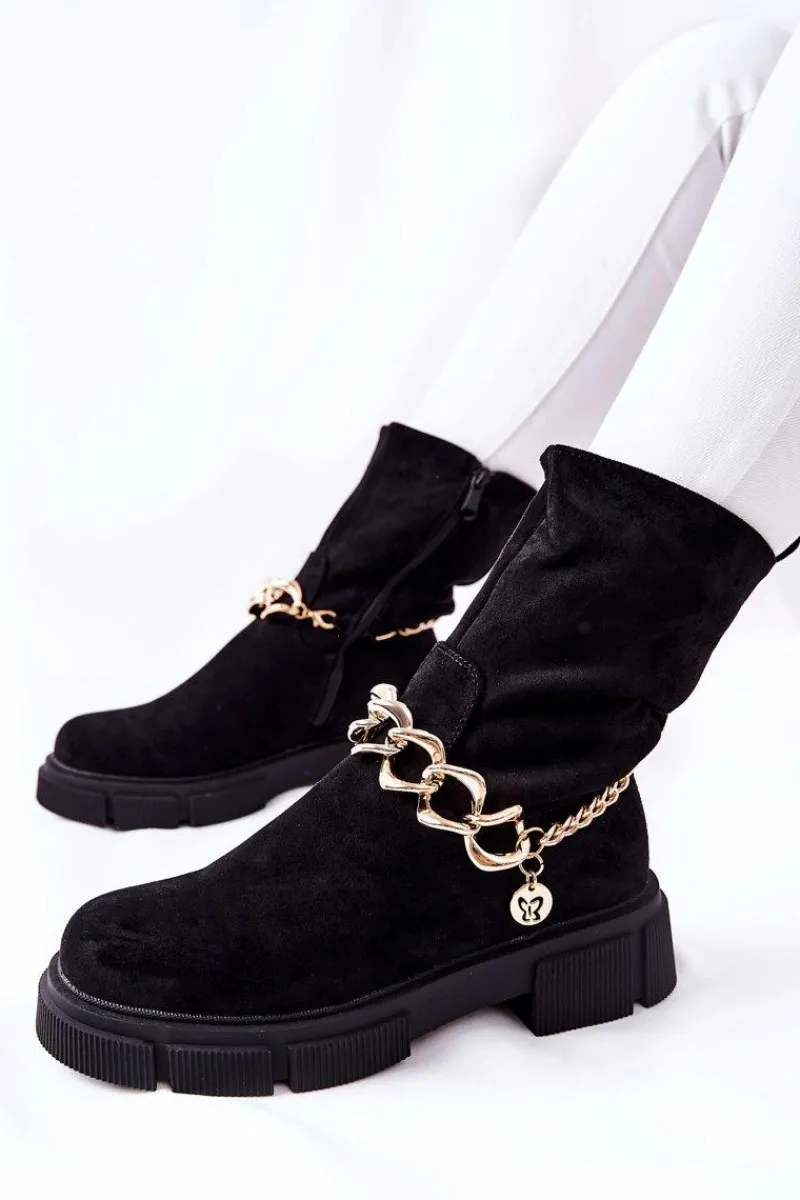 Boto Zamszowe Botki Workery Czarne Hellio