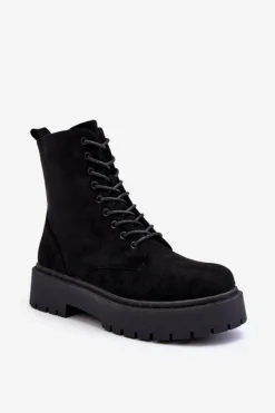 New Boto Zamszowe Botki Workery Damskie Czarne Dearia