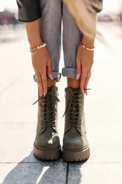 Online Boto Zamszowe Botki Workery Damskie Zielone Dearia