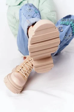 Outlet Boto Zamszowe Botki Workery Lewski Shoes 3007-0 Piaskowe