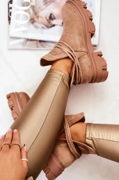 Brązowe I Beżowe Botki|Botki Płaskie><noscript><img width=