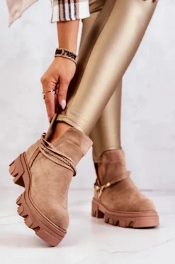 Brązowe I Beżowe Botki|Botki Płaskie><noscript><img width=