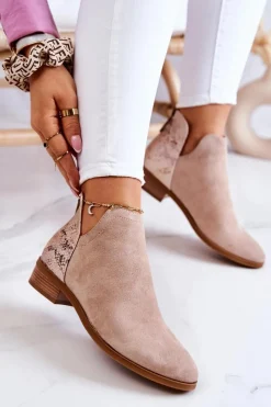 Sale Buty damskie Vinceza Zamszowe Botki Wężowy Wzór Beżowe Stephanie