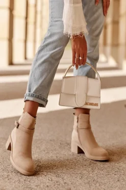 Best Boto Zamszowe Botki Z Klamrą Beżowe Neste