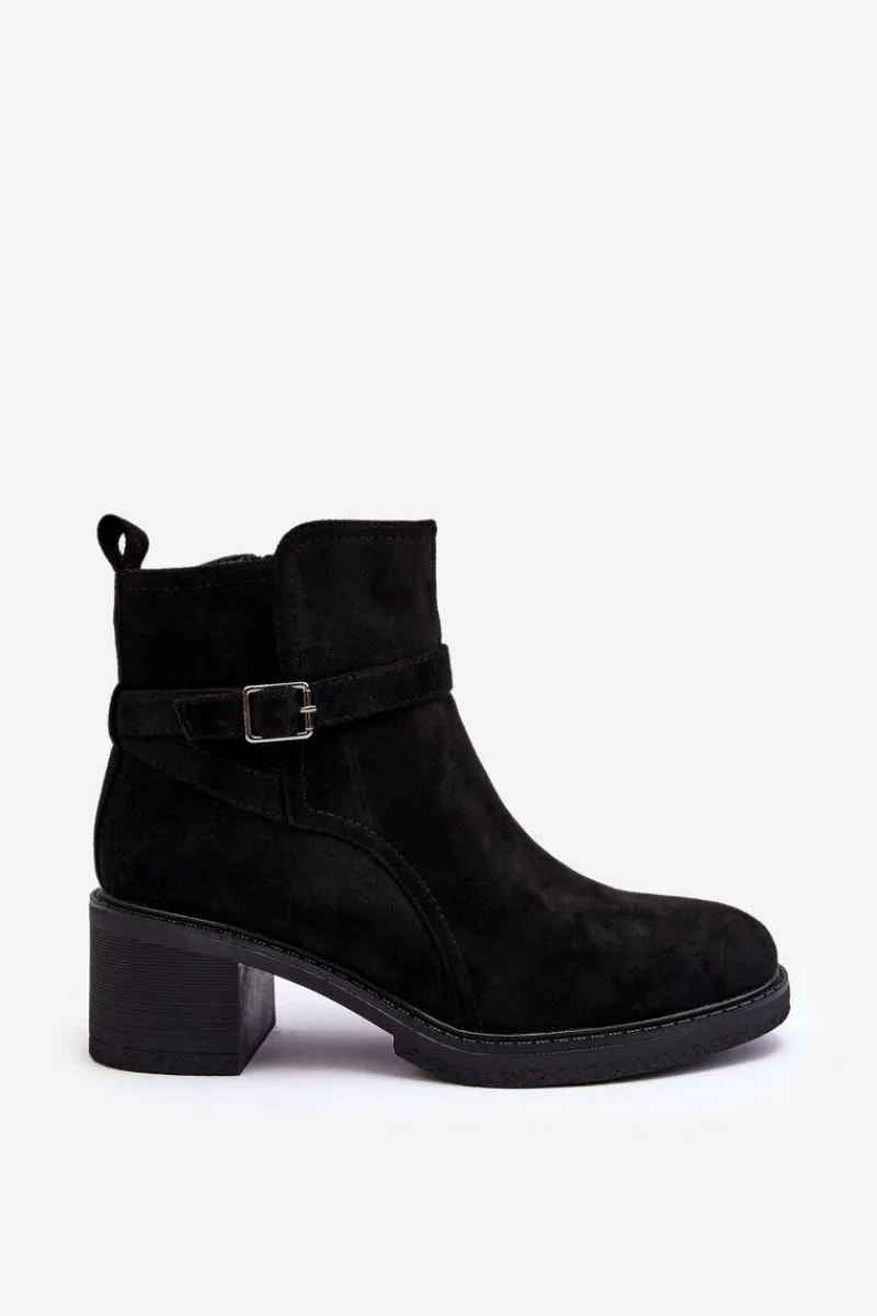 Botki Ocieplane|Botki Na Słupku>Boto Zamszowe Botki Z Klamrą Czarne Neste Czarny