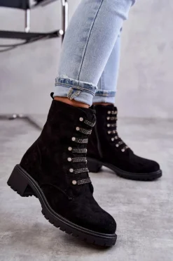 Czarne Botki|Botki Zimowe Damskie><noscript><img width=