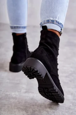 Czarne Botki|Botki Zimowe Damskie><noscript><img width=