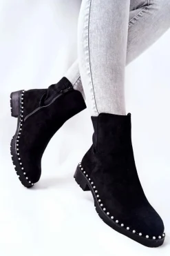 Czarne Botki|Botki Zimowe Damskie><noscript><img width=