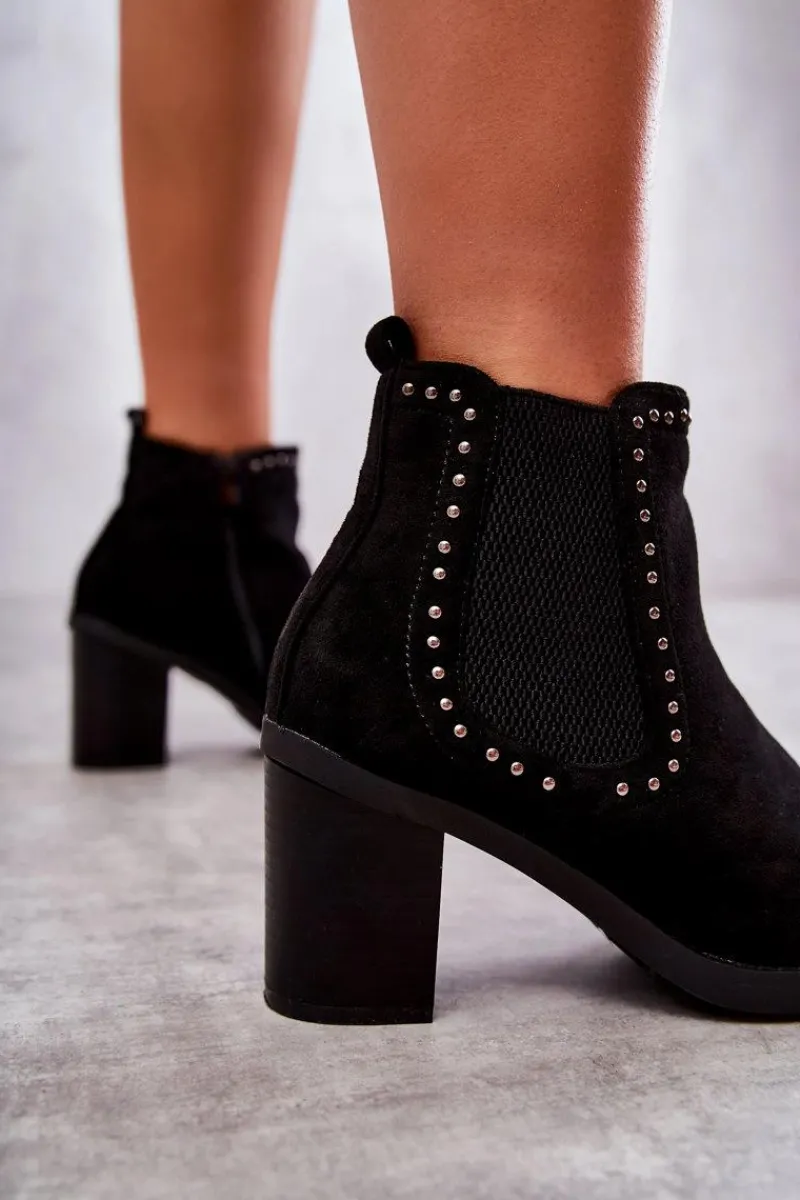 Botki Na Słupku|Czarne Botki>Boto Zamszowe Botki Z Ćwiekami Na Słupku Czarne Cambia