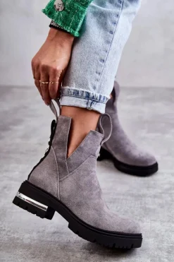 Botki Zimowe Damskie|Botki Płaskie><noscript><img width=