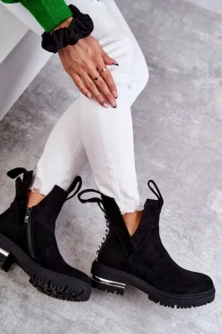 Czarne Botki|Botki Zimowe Damskie><noscript><img width=