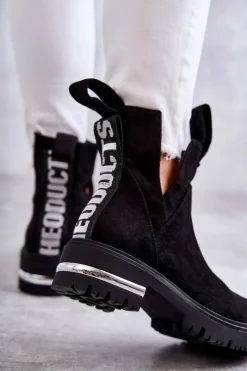 Czarne Botki|Botki Zimowe Damskie><noscript><img width=