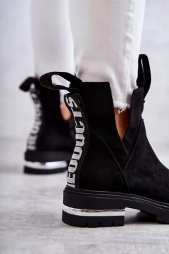 Czarne Botki|Botki Zimowe Damskie><noscript><img width=