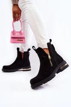 Best Boto Zamszowe Botki Z Wycięciami Czarne Klarissa