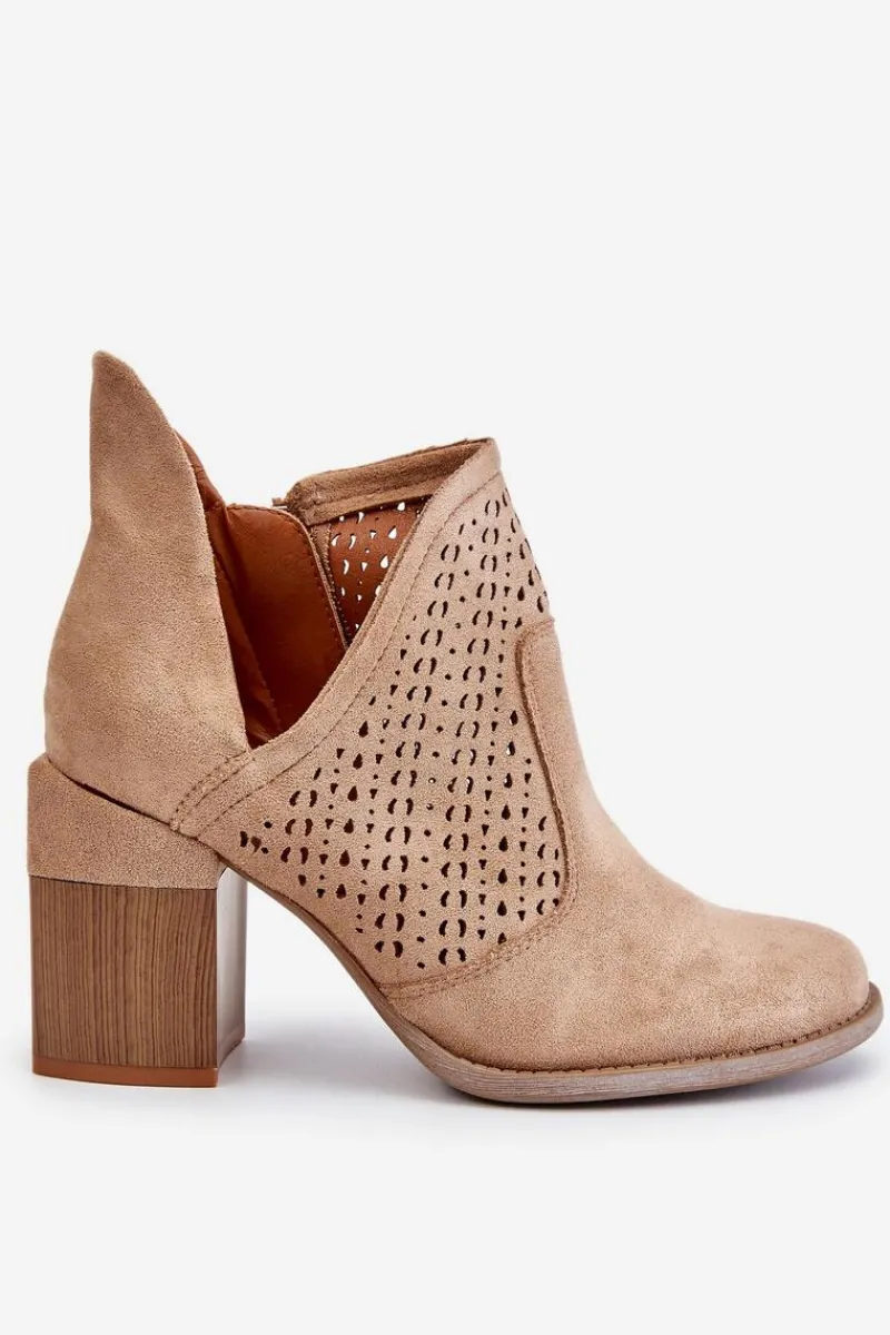 Hot Boto Zamszowe Botki Z Wycięciem Beżowe Layne