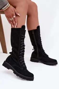 Botki Skórzane|Czarne Botki><noscript><img width=