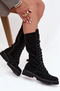 Botki Skórzane|Czarne Botki><noscript><img width=