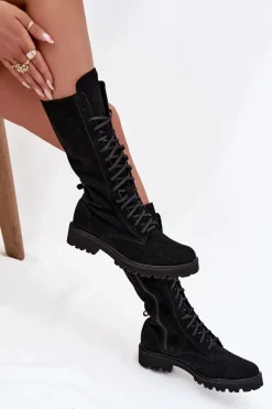 Botki Skórzane|Czarne Botki><noscript><img width=