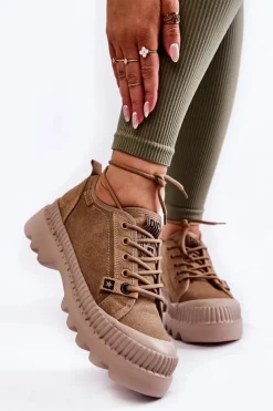 Hot Big Star Shoes Zamszowe Buty Sportowe Big Star KK274511 Beżowe