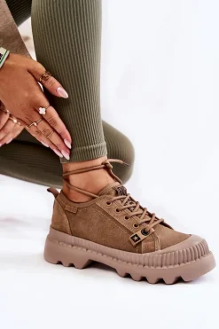 Hot Big Star Shoes Zamszowe Buty Sportowe Big Star KK274511 Beżowe