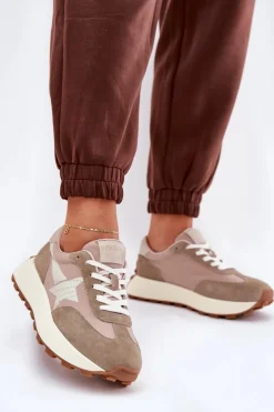 Best Buty damskie Vinceza Zamszowe Buty Sportowe Damskie Na Platformie Vinceza 66720 Beżowe Beżowy