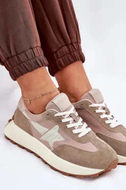 Best Buty damskie Vinceza Zamszowe Buty Sportowe Damskie Na Platformie Vinceza 66720 Beżowe Beżowy