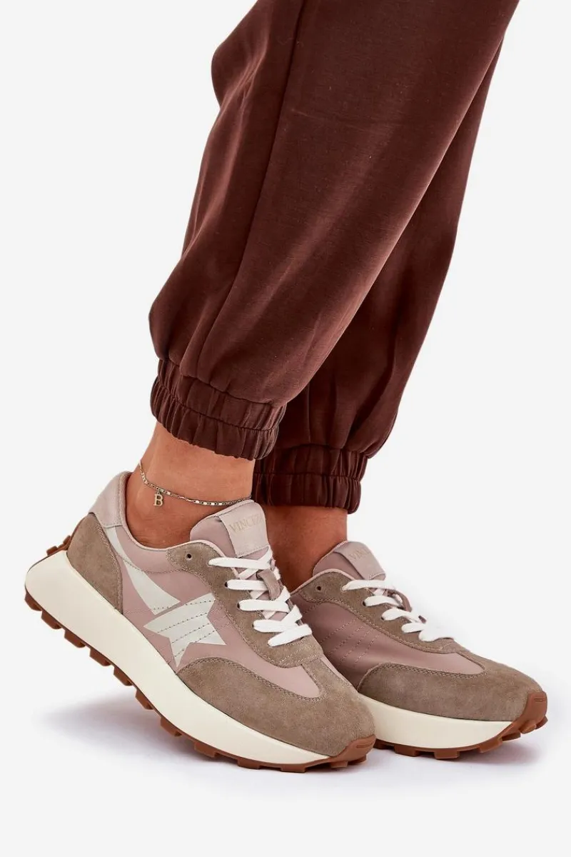 Best Buty damskie Vinceza Zamszowe Buty Sportowe Damskie Na Platformie Vinceza 66720 Beżowe Beżowy