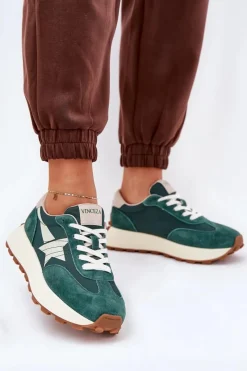 Sneakersy Damskie>Buty damskie Vinceza Zamszowe Buty Sportowe Damskie Na Platformie Vinceza 66720 Zielone Zielony