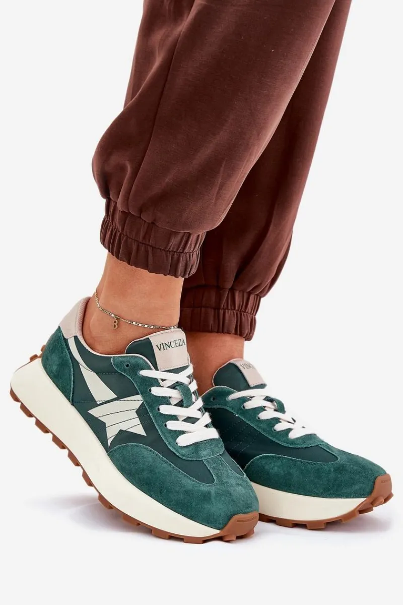 Sneakersy Damskie>Buty damskie Vinceza Zamszowe Buty Sportowe Damskie Na Platformie Vinceza 66720 Zielone Zielony
