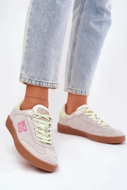 Clearance D.Franklin Zamszowe Buty Sportowe Sneakersy Damskie DFSH387005 Zgaszona Biel Biały