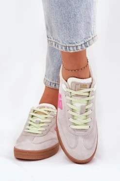 Clearance D.Franklin Zamszowe Buty Sportowe Sneakersy Damskie DFSH387005 Zgaszona Biel Biały