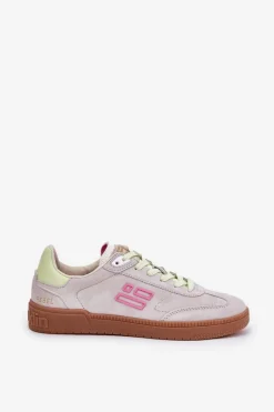 Clearance D.Franklin Zamszowe Buty Sportowe Sneakersy Damskie DFSH387005 Zgaszona Biel Biały