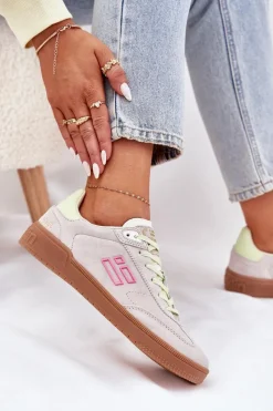 Clearance D.Franklin Zamszowe Buty Sportowe Sneakersy Damskie DFSH387005 Zgaszona Biel Biały