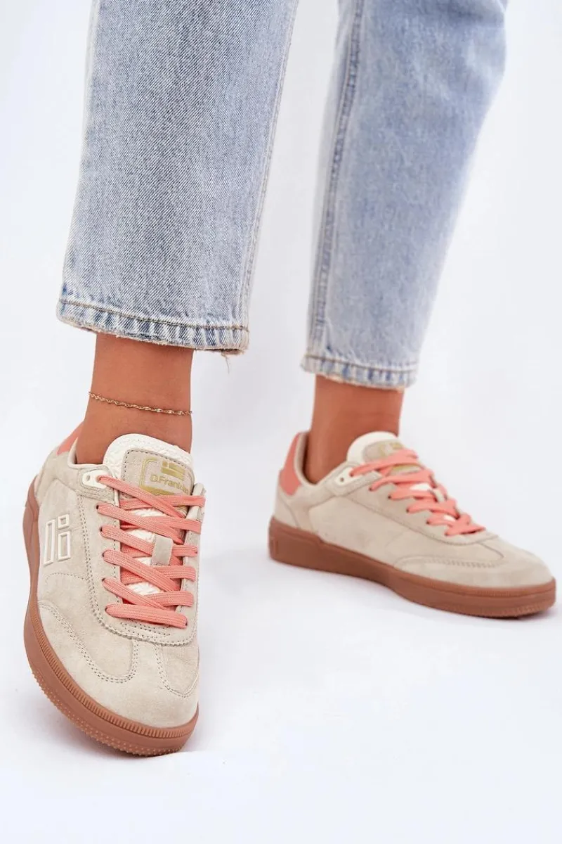 Best D.Franklin Zamszowe Buty Sportowe Sneakersy Damskie DFSH387005 Beżowe
