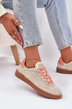 Best D.Franklin Zamszowe Buty Sportowe Sneakersy Damskie DFSH387005 Beżowe