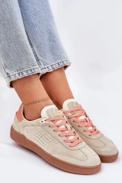 Best D.Franklin Zamszowe Buty Sportowe Sneakersy Damskie DFSH387005 Beżowe