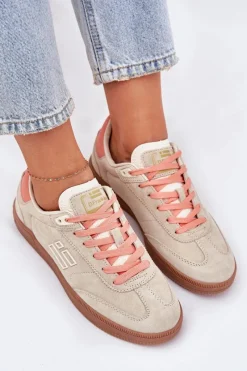 Best D.Franklin Zamszowe Buty Sportowe Sneakersy Damskie DFSH387005 Beżowe