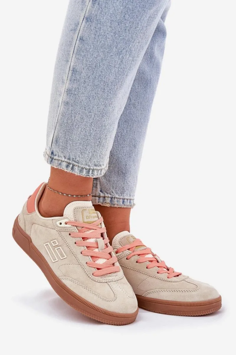 Best D.Franklin Zamszowe Buty Sportowe Sneakersy Damskie DFSH387005 Beżowe